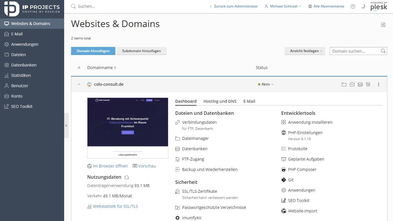 Plesk - Domain Management