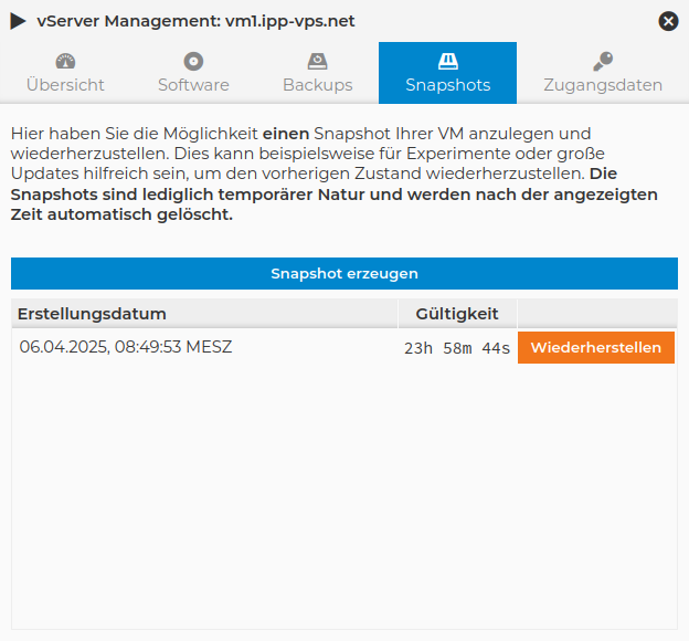 VServer Administration - Snapshots