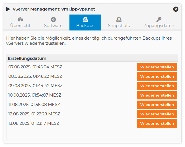 vServer Backups